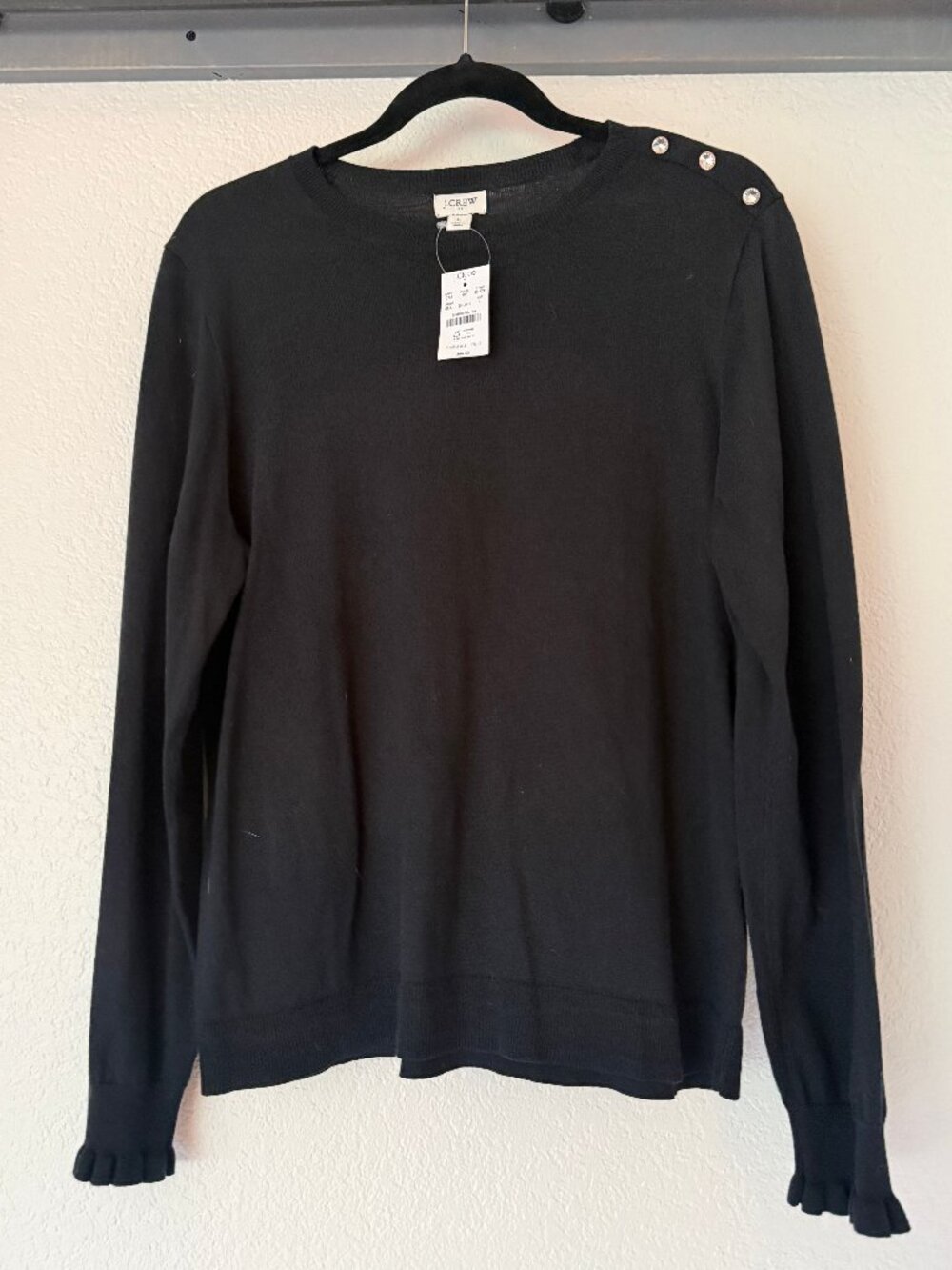 J.Crew Embellished Shoulder Button Sweater
